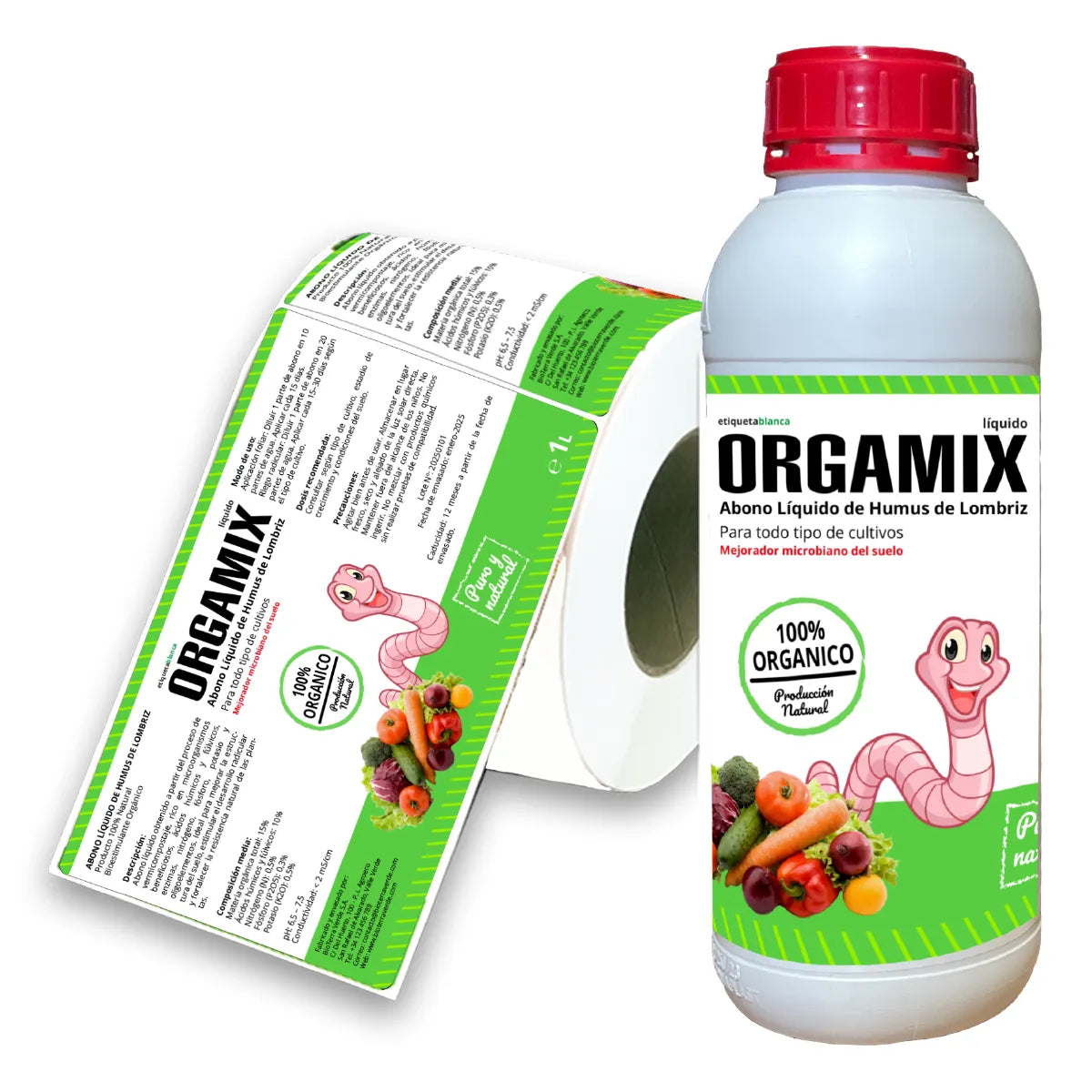 Etiquetas tamaño estándar envases 1 L Personalizadas Tamaño 260X150 Polipropileno blanco-Etiquetaonline