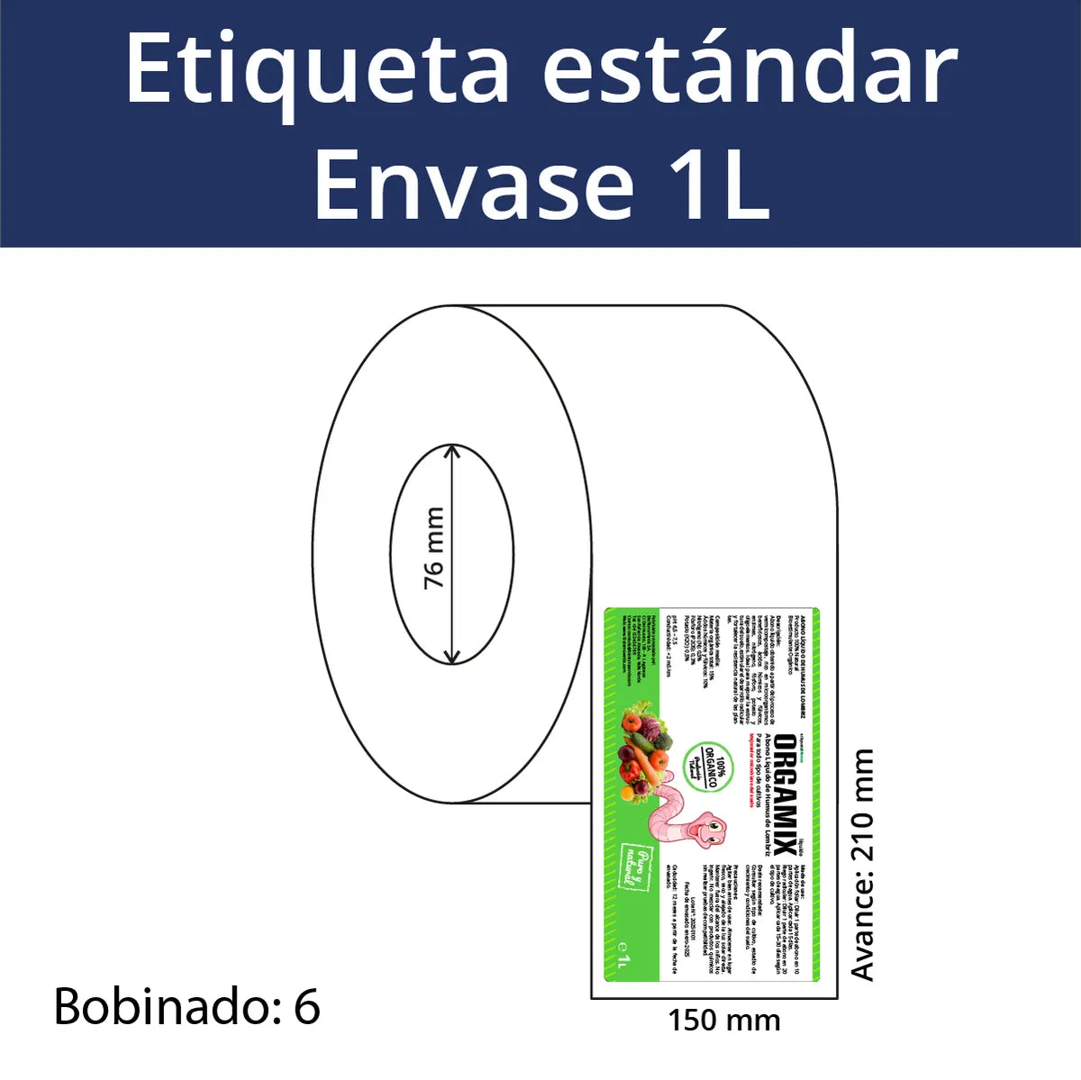 Etiquetas tamaño estándar envases 1 L Personalizadas Tamaño 260X150 Polipropileno blanco-Etiquetaonline
