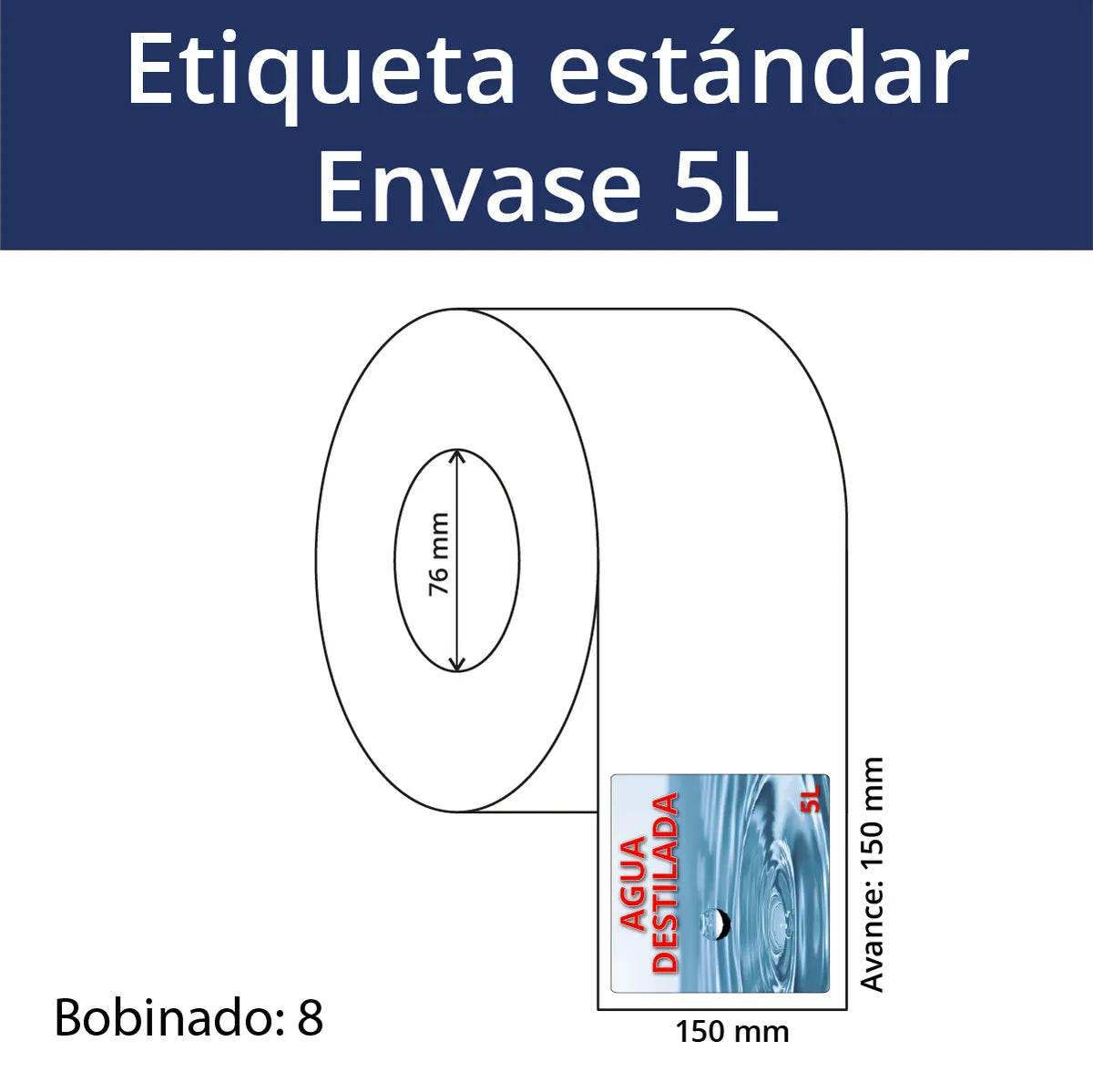 Etiquetas Agua destilada 5 L-Etiquetaonline
